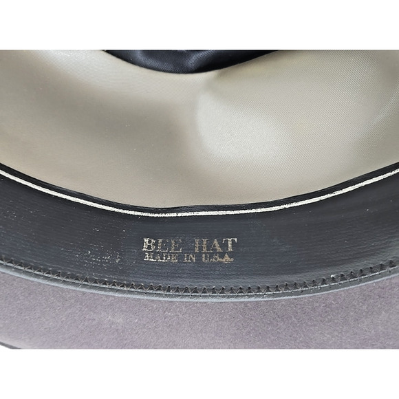 Vintage Godfather Dyna Felt Fedora Gray Hat W/ Feathers 7 1/8" Bee Hats U151 - Picture 7 of 11